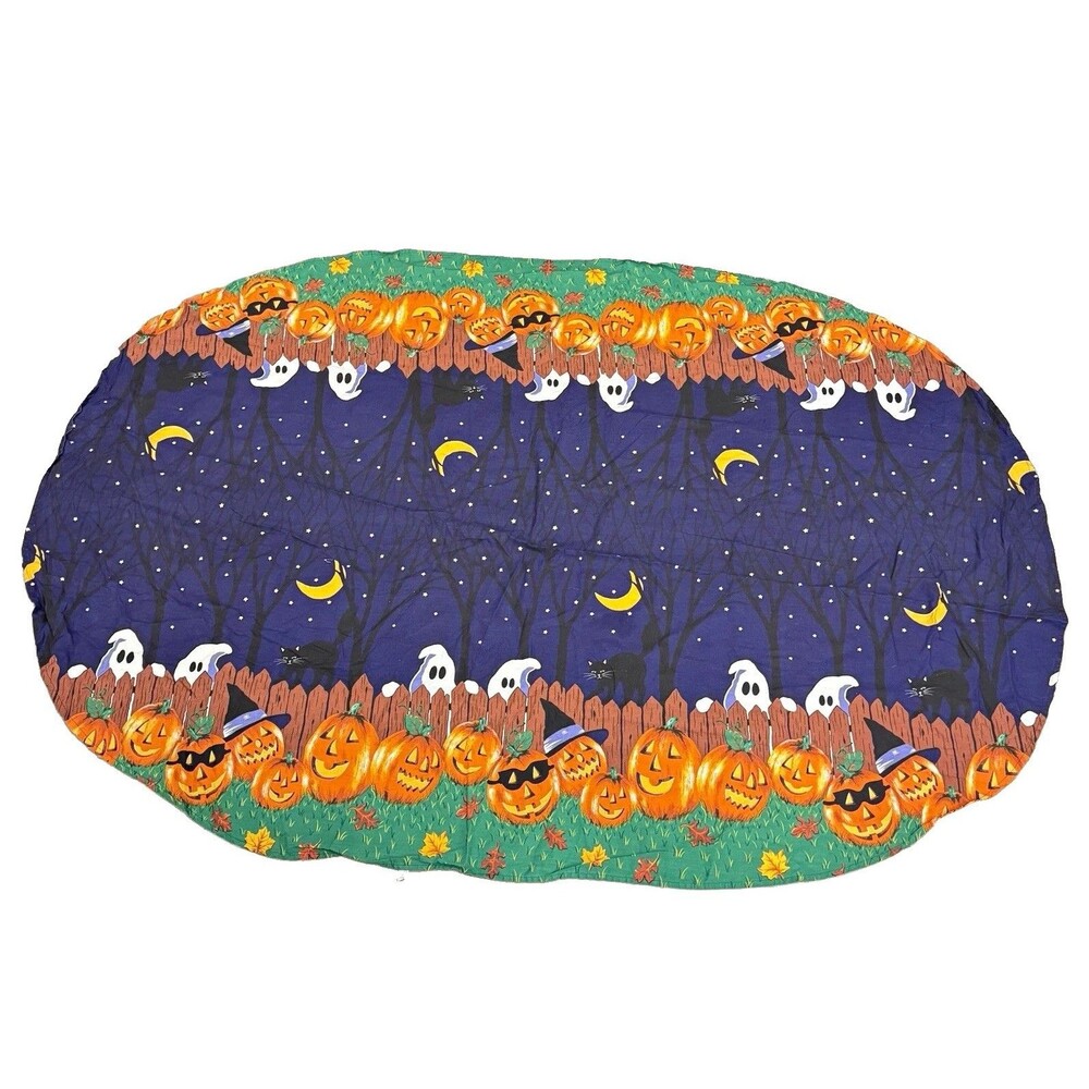 Avon Home Fashions Halloween Glow in Dark Oval Tablecloth 82x56 Pumpkin Ghost